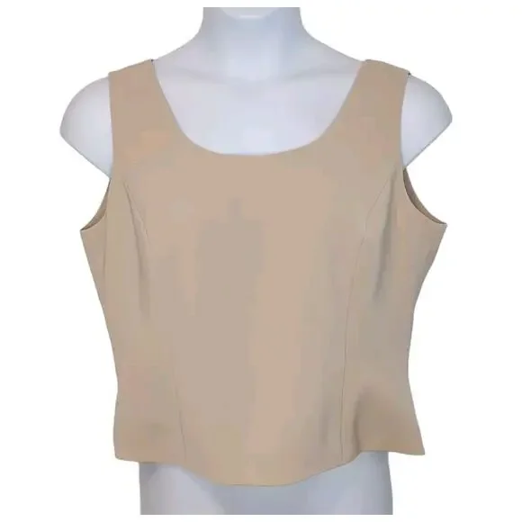 VTG Kasper Suit Jacket / Top Blouse Set Women's 14P 14 Petite Black Tan Career - Picture 11 of 16